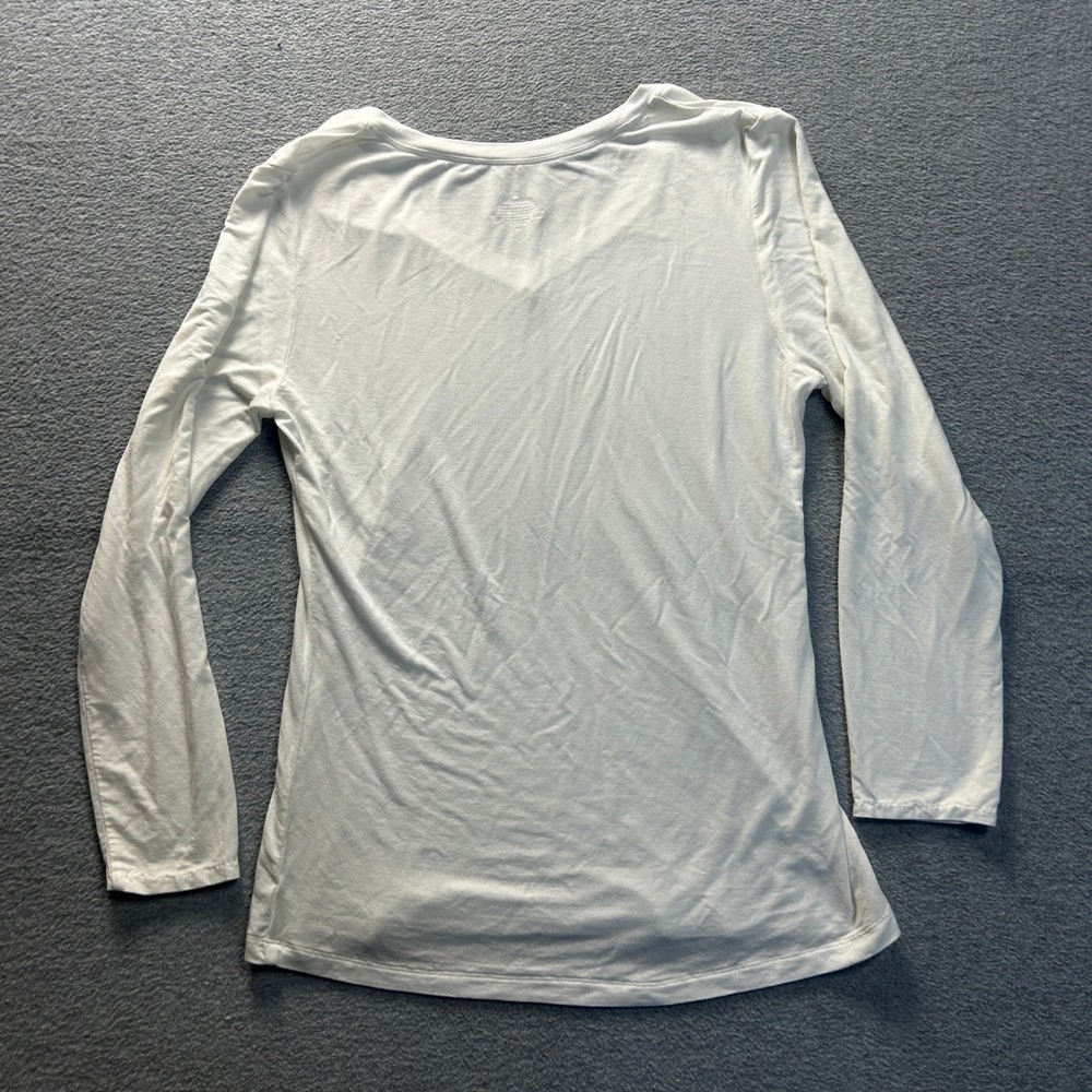 Cuddl Duds V Neck Long Sleeve Womens Medium White Softwear Lounge Sleepwear Top - Picture 2 of 6